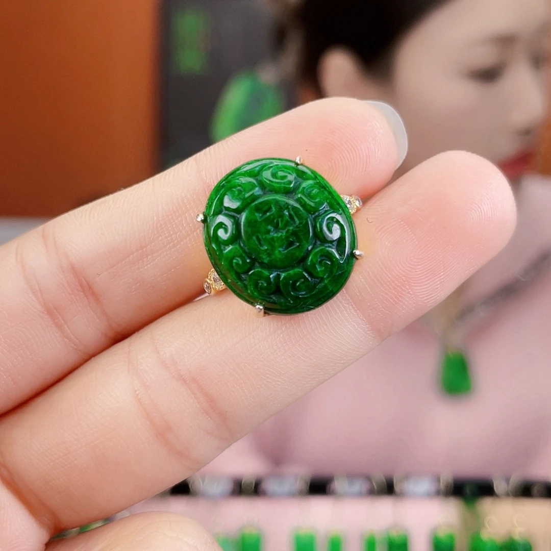 翡翠银S925镶嵌耳饰