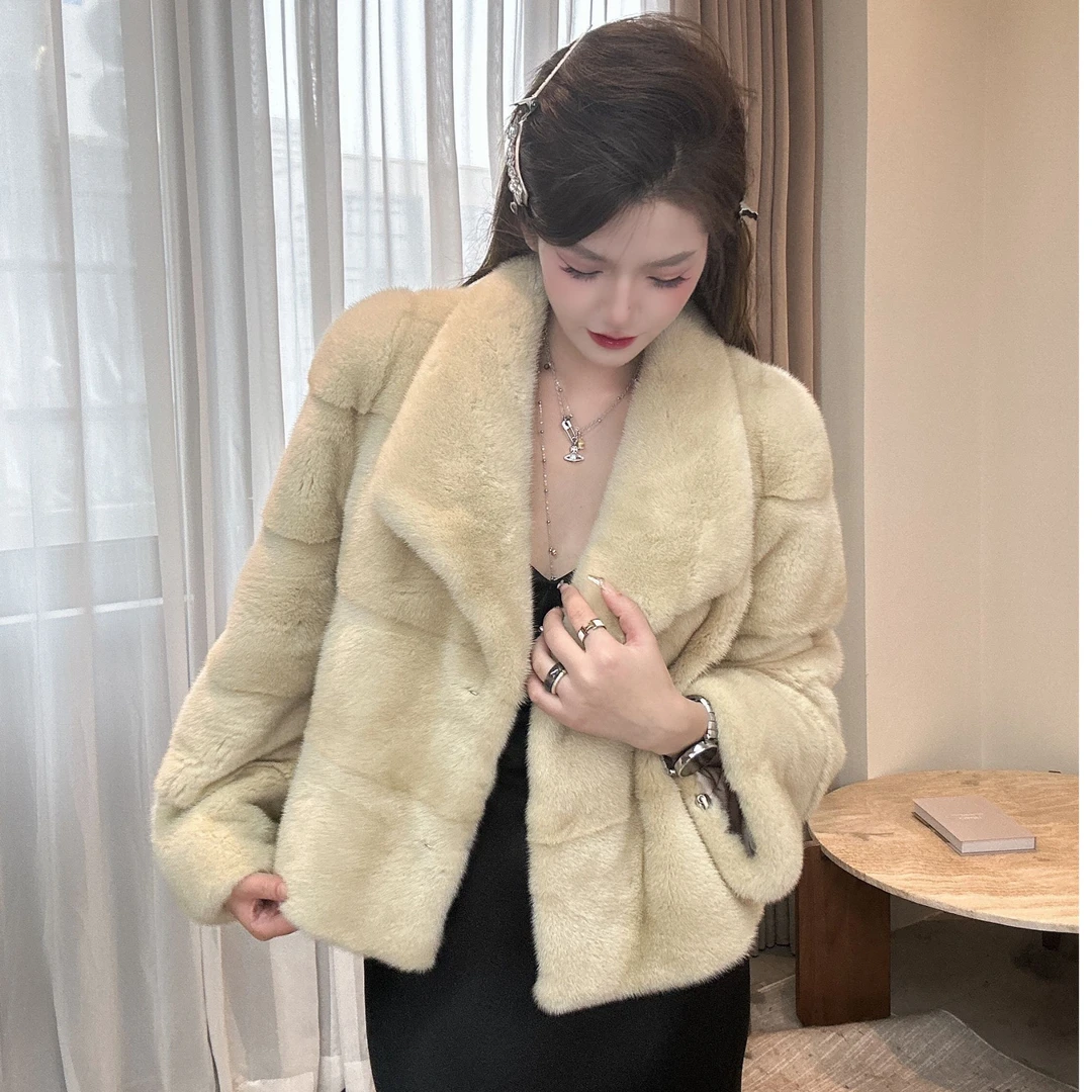 【朱朱】新款进口整貂天鹅绒水貂毛皮大衣水貂皮草外套