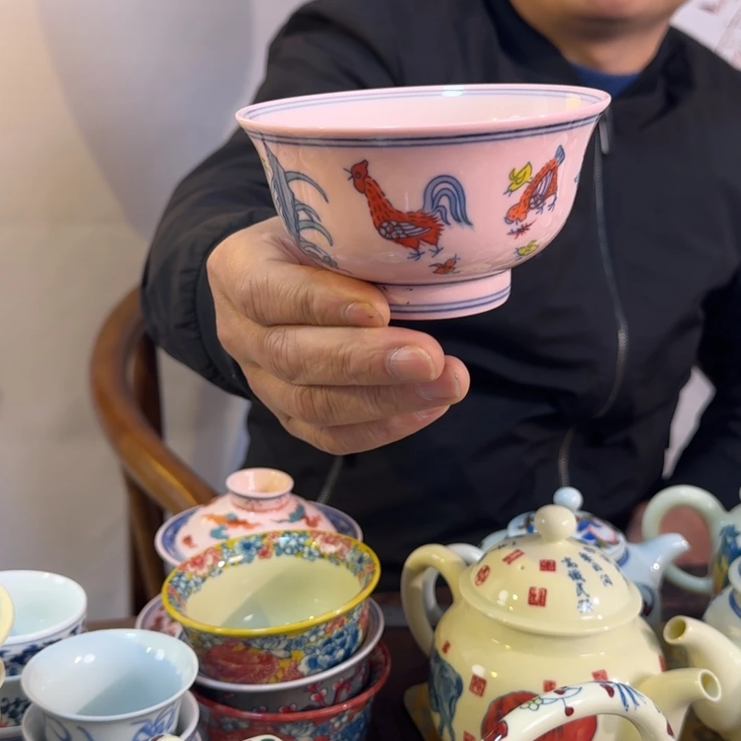 陶其他斗彩鸡缸碗
