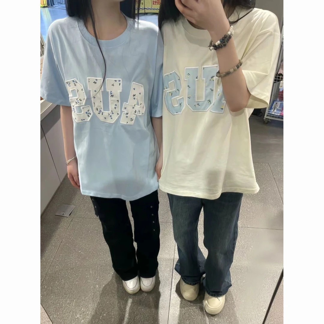 美式复古高街oversize黑色短袖t恤女夏季宽松韩版学生百搭上衣ins