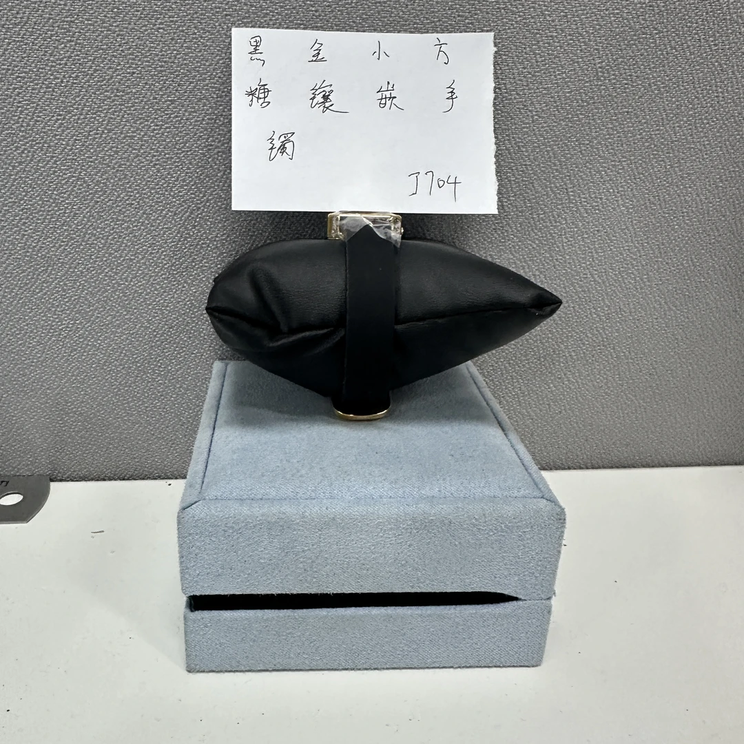 钛钢合成锆石手镯 黑金小方糖镶嵌手镯  ZF-J704