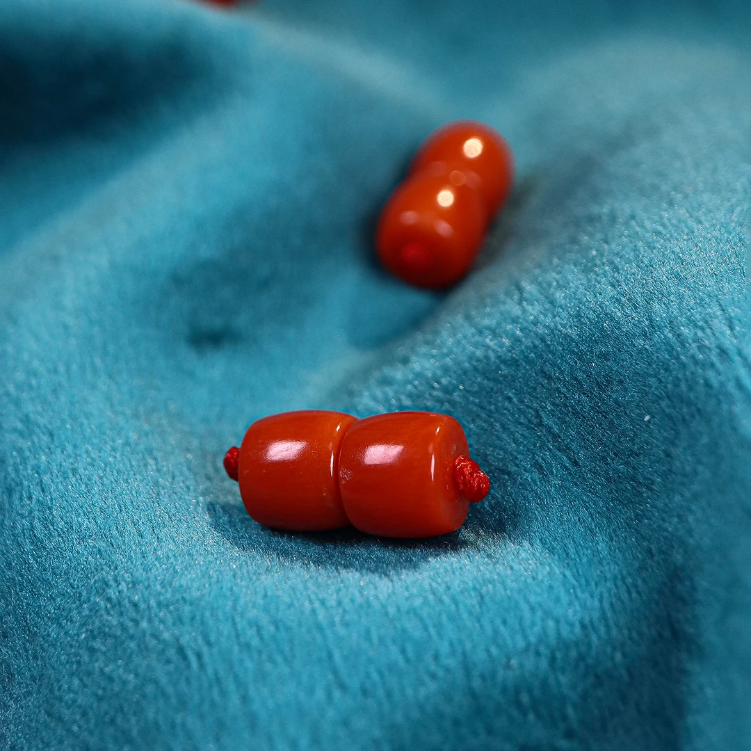 天然有机宝石红珊瑚精工直切桶珠手链女款民族