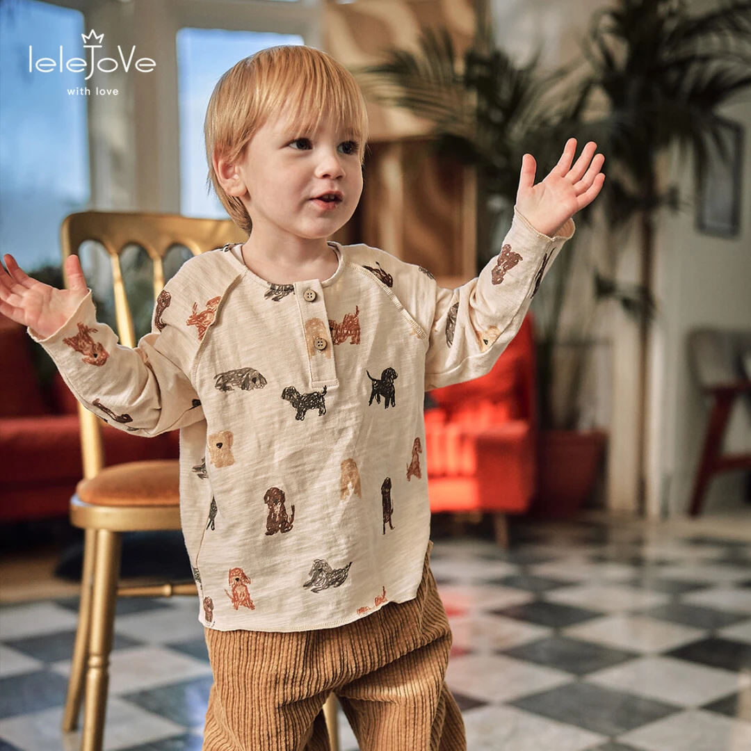 LELEJOVE北欧风儿童长袖春季薄款肌理感竹节棉内搭上衣5AS34216