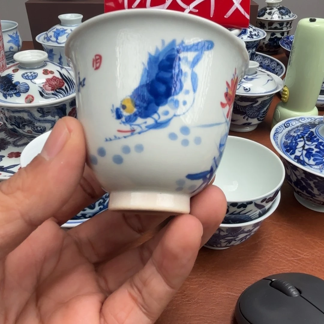 陶摆件微瑕手绘和为贵景德镇发货铃铛杯