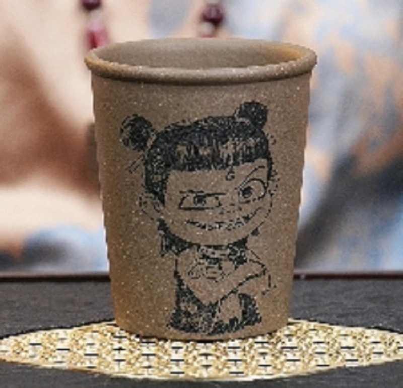 哪吒主人杯  宜兴原矿紫砂全手工紫砂杯 主人杯