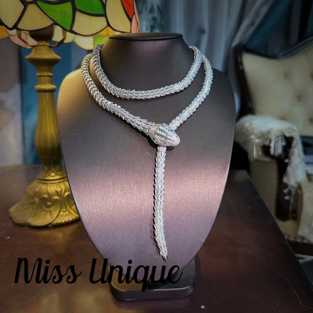 S6500外贸长款银色灵蛇项链（可调节）