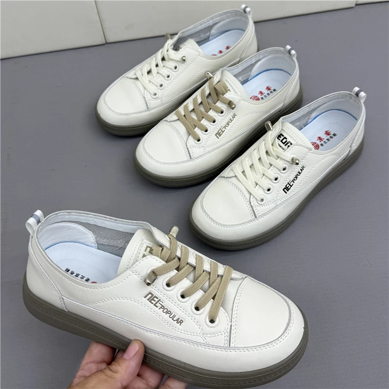 休闲一脚蹬女单鞋百搭老北京小白鞋平底舒适防滑百搭潮流学生鞋