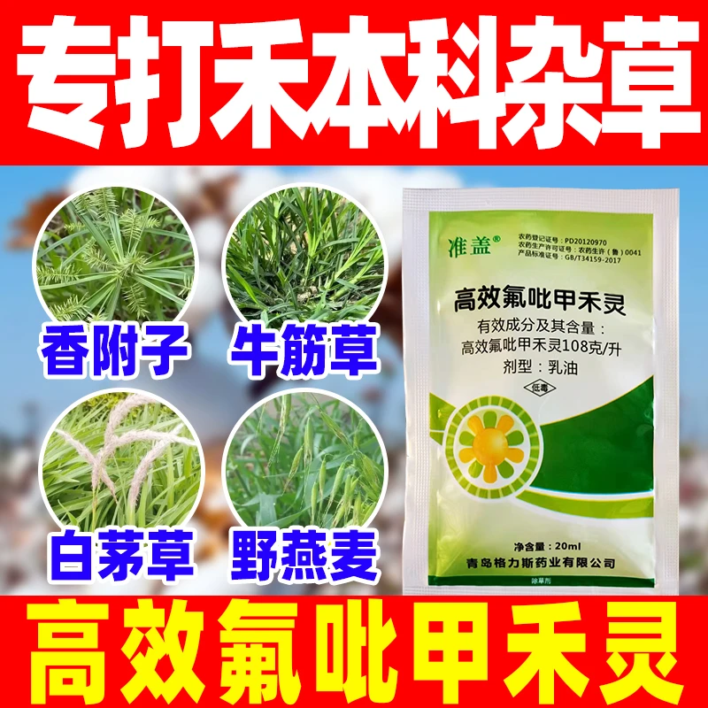 高效氟吡甲禾灵棉花地专用除草剂棉花田苗后除草死草烂根剂正品
