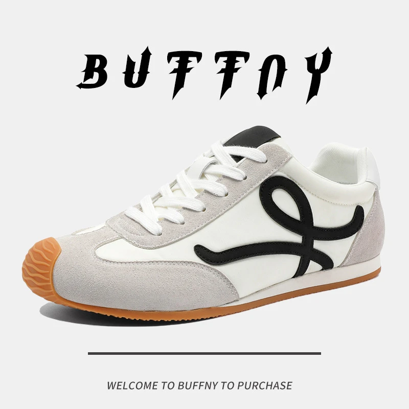 2025新款春季丑萌德训鞋校园风运动休闲平底鞋拼色运动复古阿甘鞋