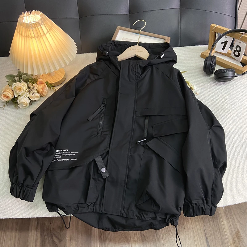 佑妈家童装 男女童春秋季新款外套 中大童工装板双层