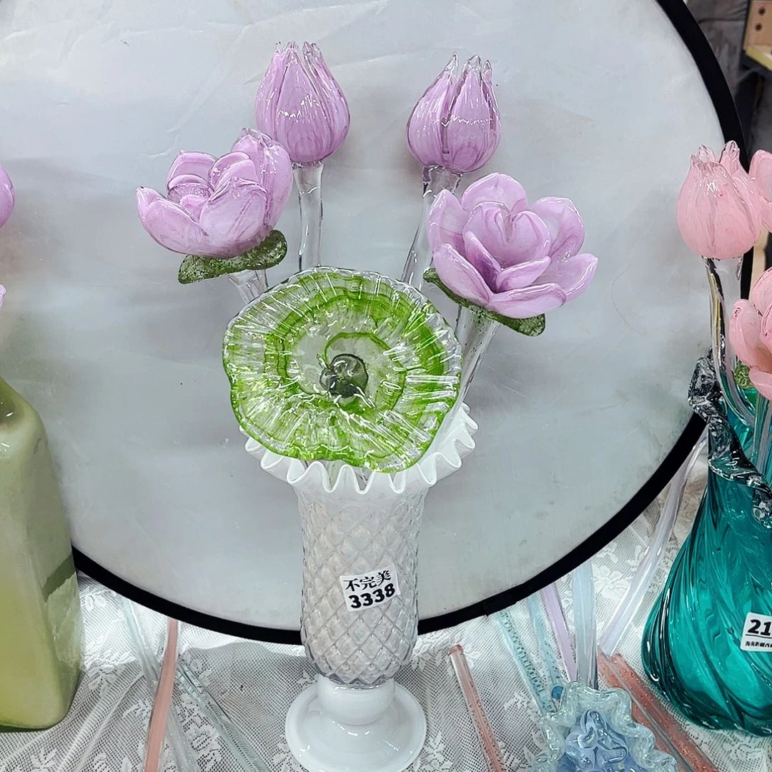 5花1瓶 家悦琉璃工艺品瓶不完美