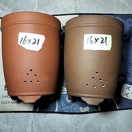 红泥紫泥三线两个花盆