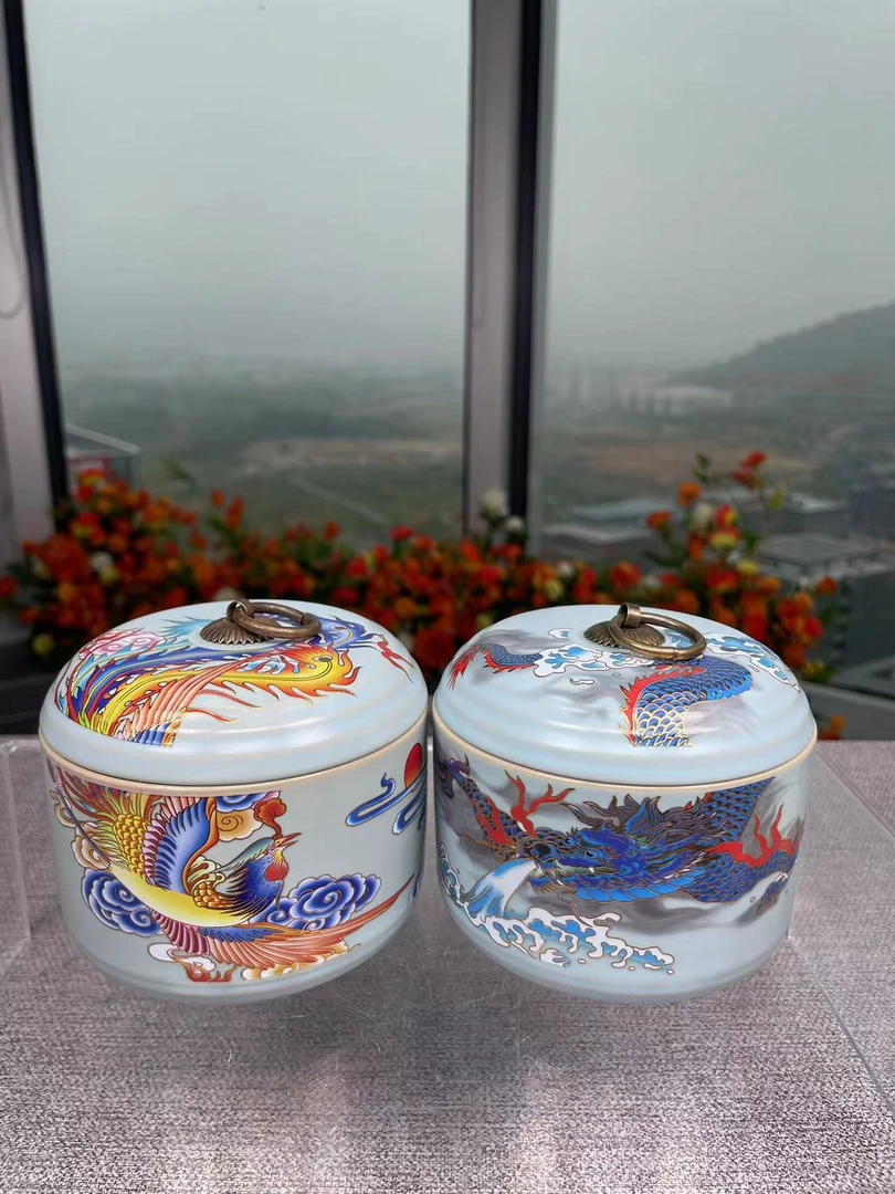 【邮政甄选】龙凤呈祥陶瓷茶叶罐@Z017(cp)
