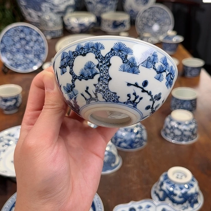 瓷片元青花松竹梅普洱杯