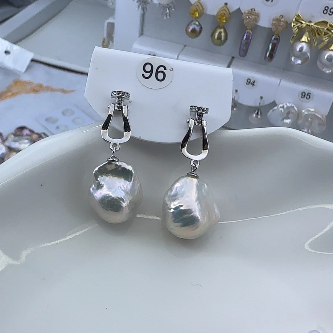 淡水珍珠耳饰银S925镶嵌