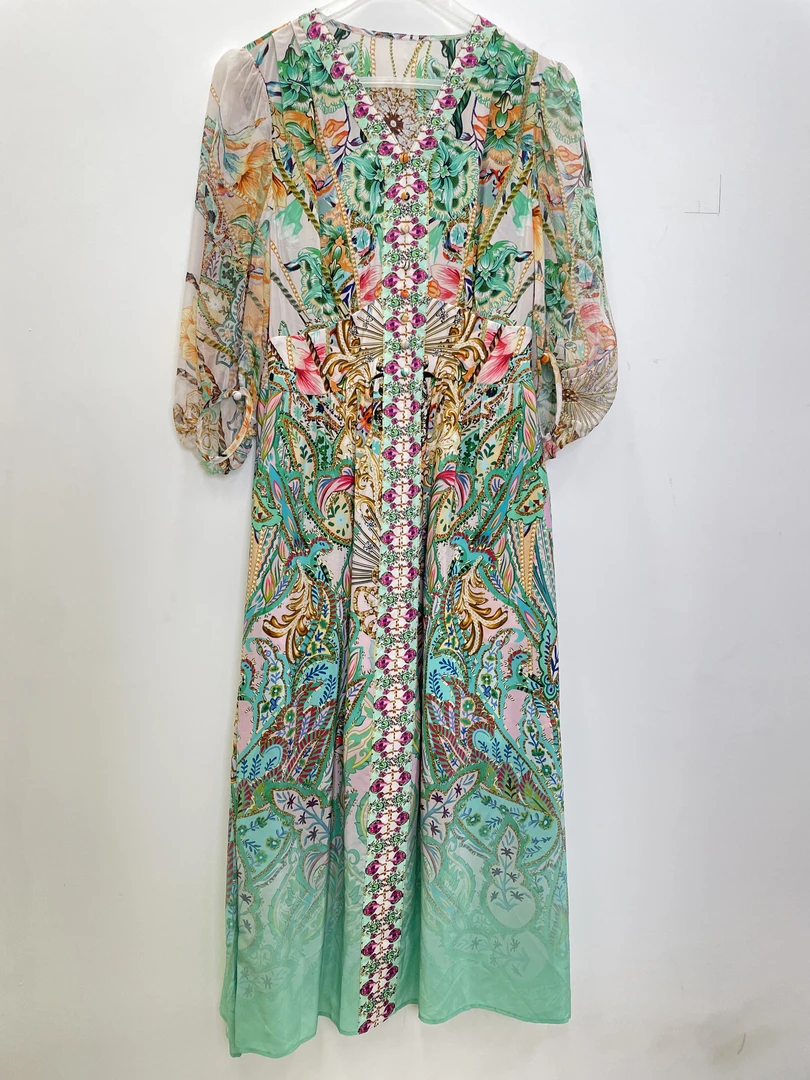 【飞哥女装】桑蚕丝印花宽松显瘦轻奢高端连衣裙 稀缺孤品13