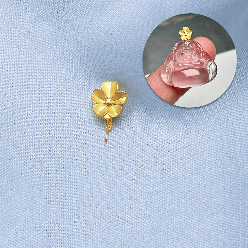 镀18k扣头精致磨砂瓜子扣金色吊坠挂扣小花扣饰观音佛公吊坠夹扣