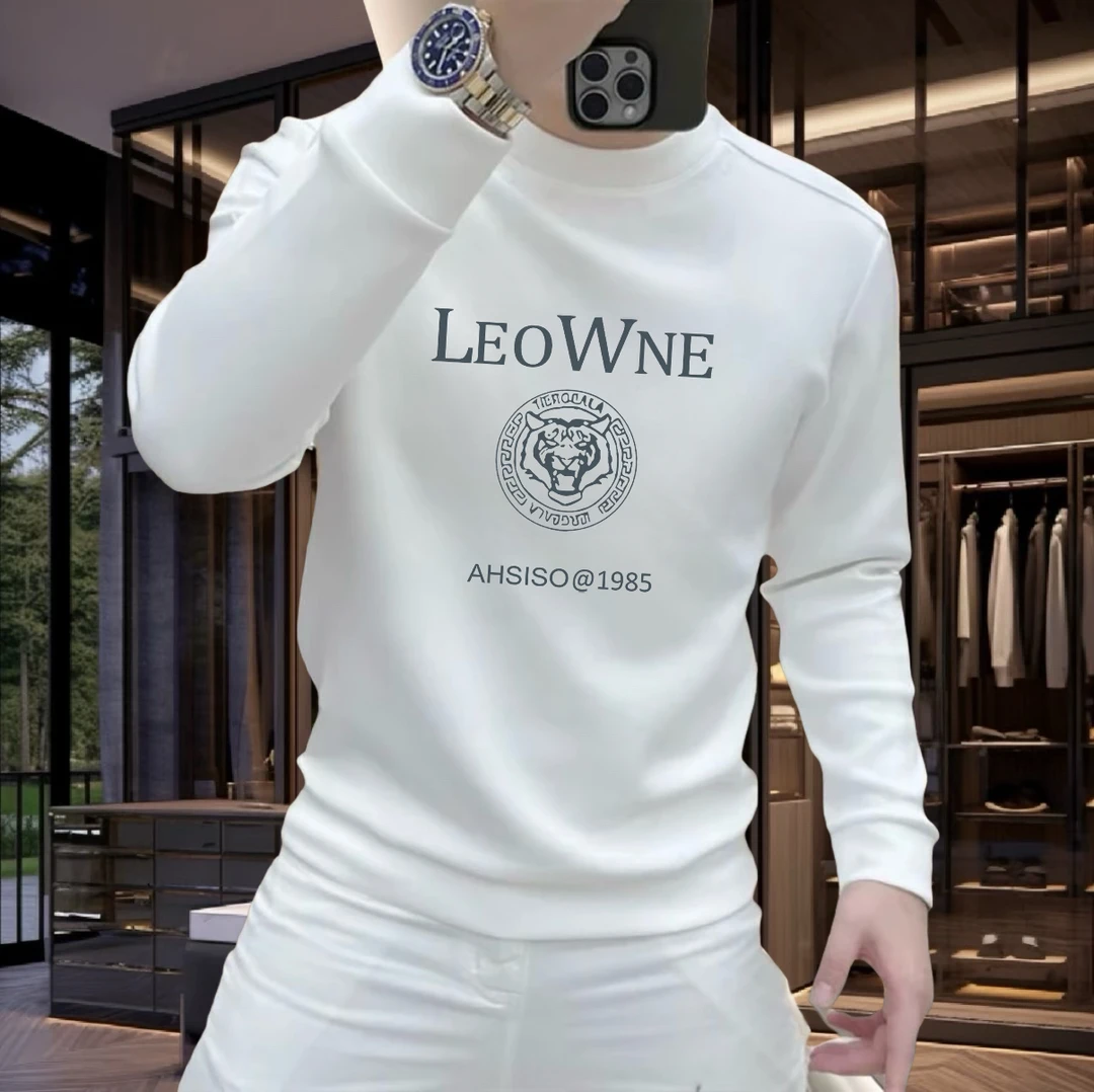 潮流个性重磅圆领痞帅街头修身休闲秋冬季印花时尚男士潮流卫衣