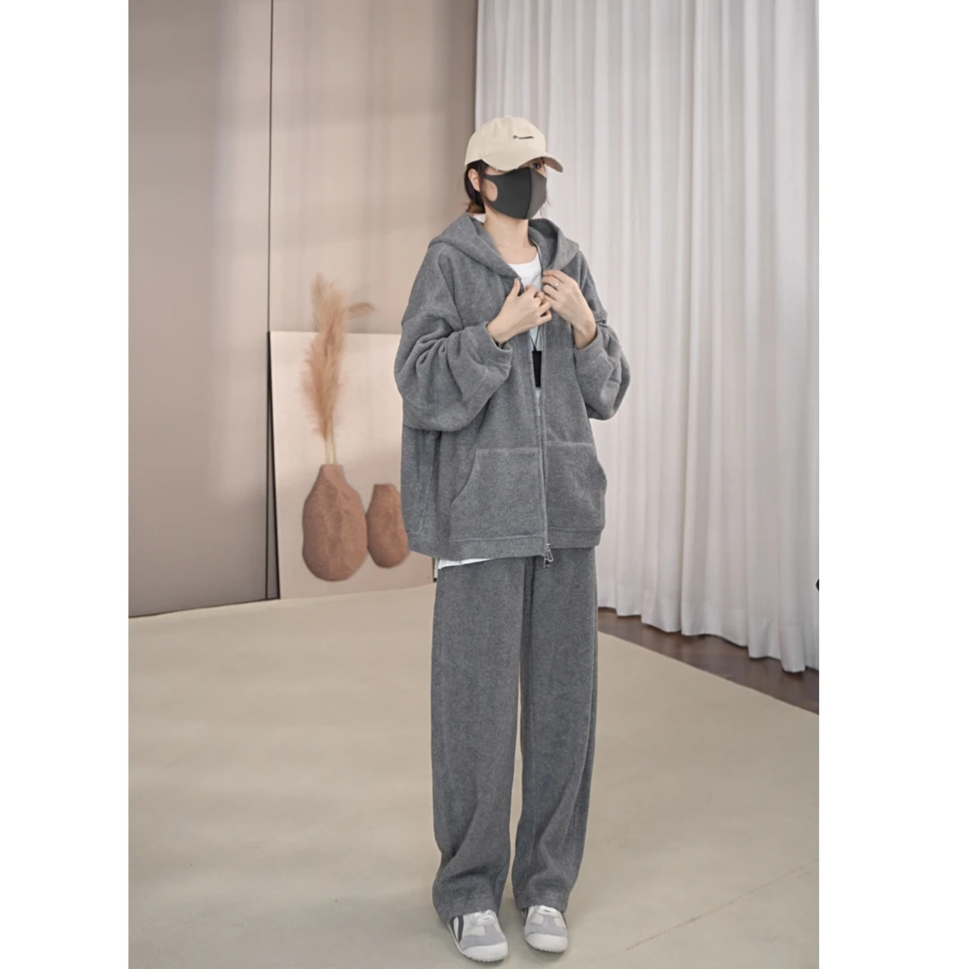 硕哥【外套】休闲宽松大版型连帽卫衣外套复古慵懒上衣 23658