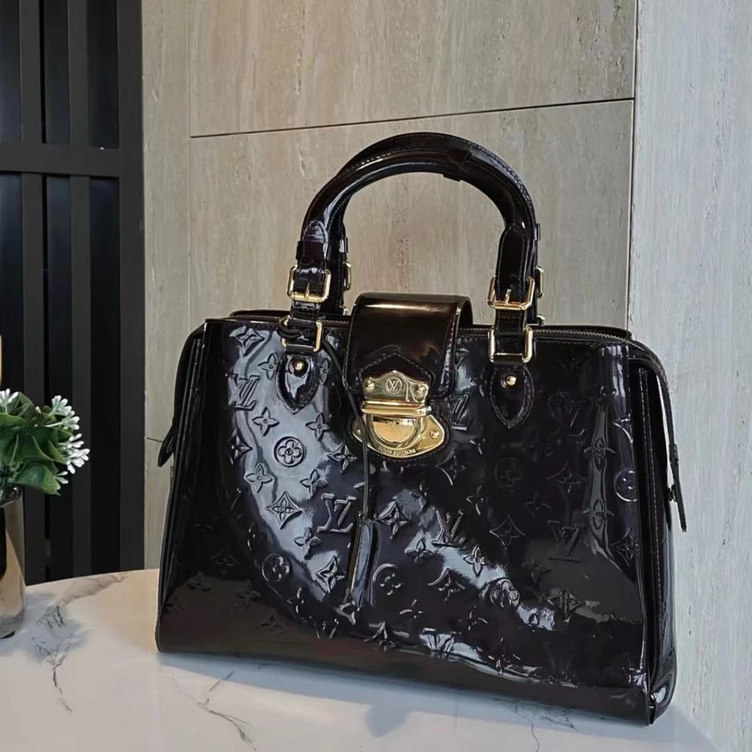 95新 LouisVuitton/路易威登 【安则专属】车厘子色漆皮托特包