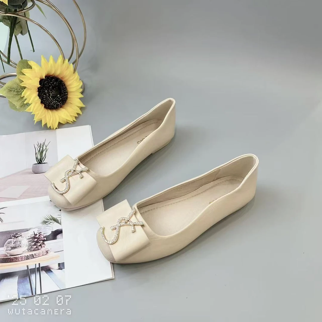 C1201 新款法式浅口平底方头百搭单鞋