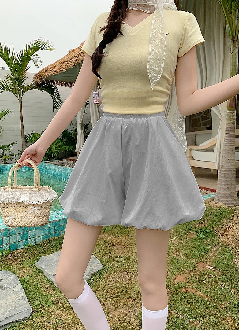 2025夏装新款胖mm大码女韩系高腰显瘦蓬蓬花苞裤显瘦短裤
