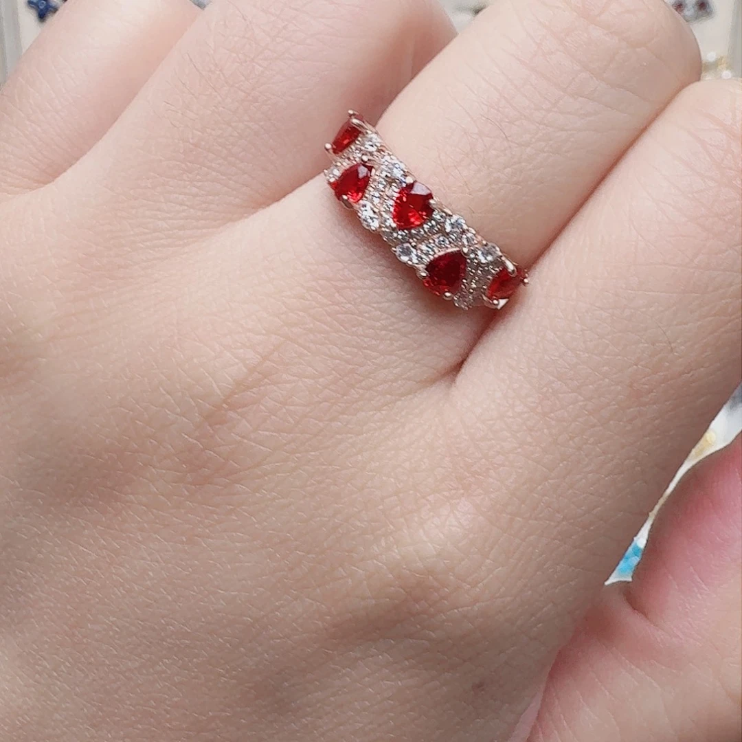 蓝宝石戒指银S925镶嵌戒指