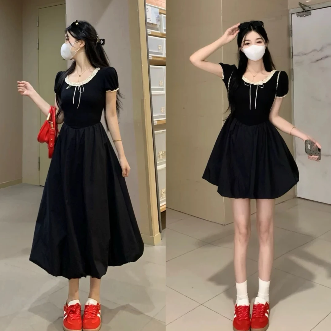 大码胖mm法式赫本风气质显瘦蓬蓬连衣裙