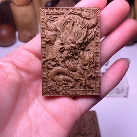 檀香木吊坠檀香龙无事牌