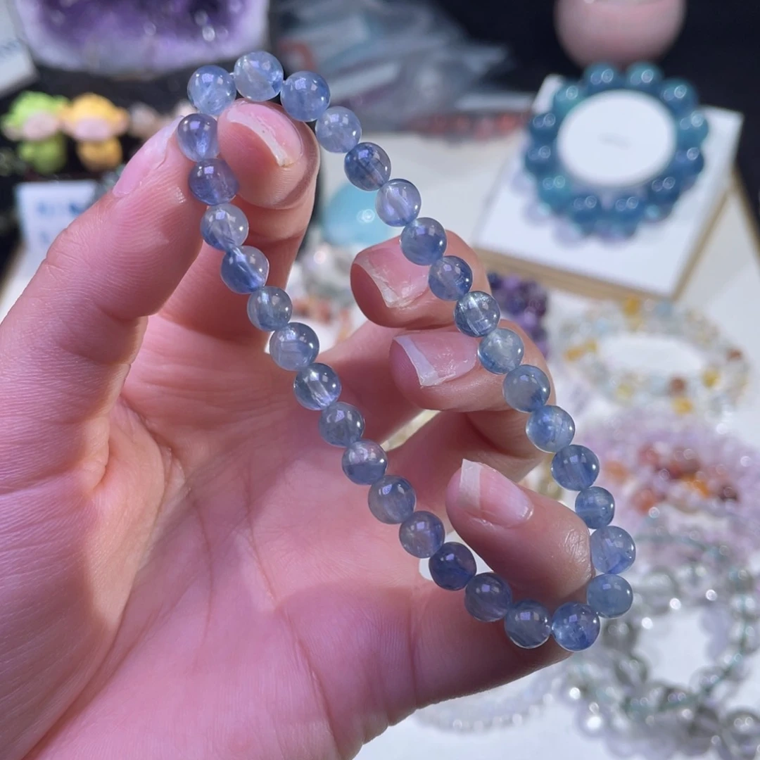 未镶嵌手链水晶拉丝蓝绿晶6+