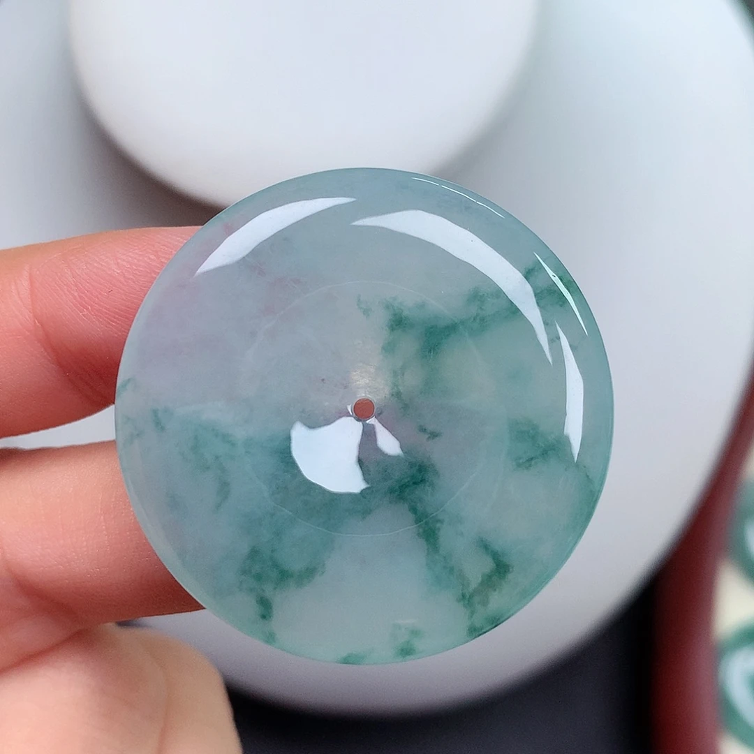 翡翠未镶嵌颈饰平安扣 35.4x5.6mm