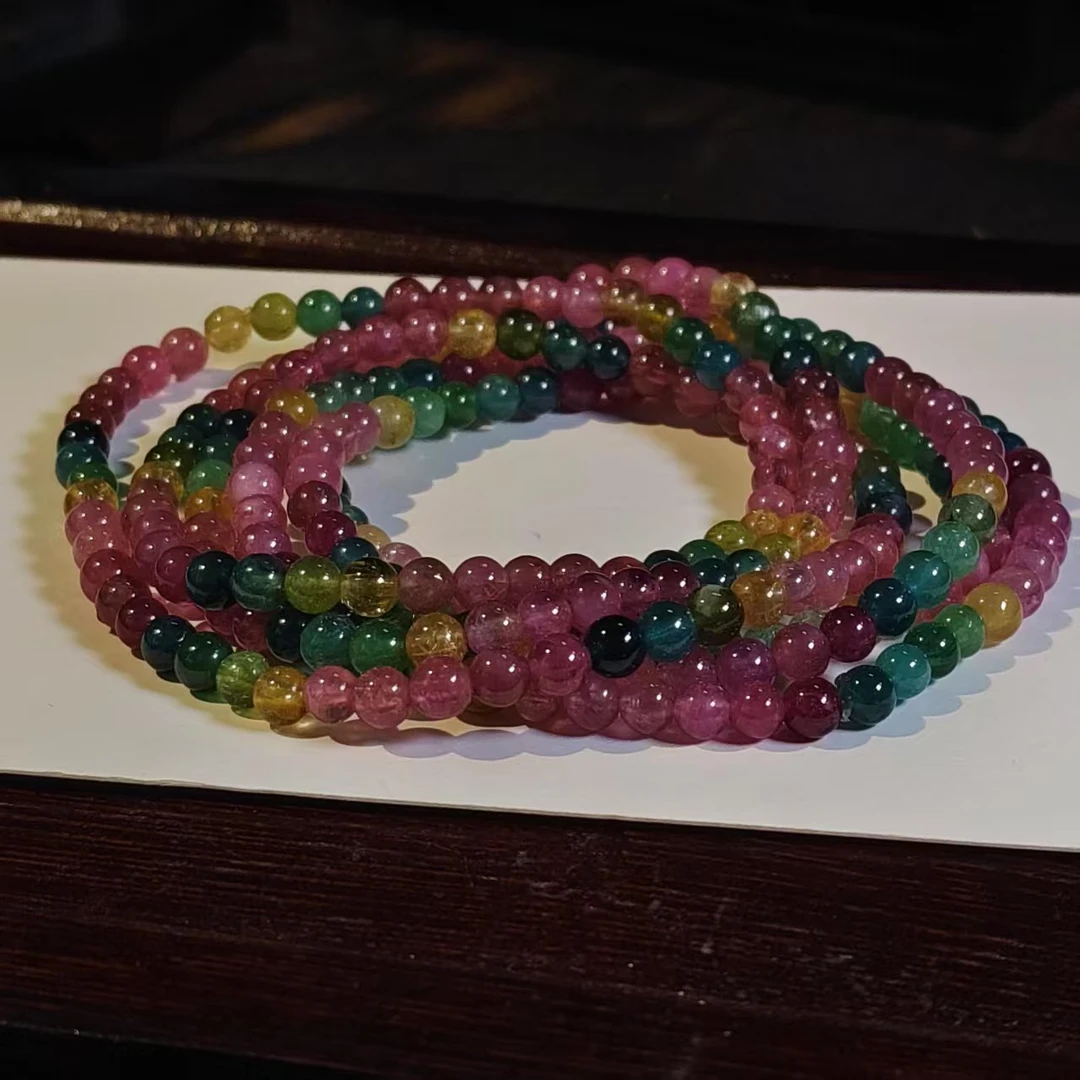 【书记甄选】天然碧玺三圈手链 多样性发一件 约 4mm XF298