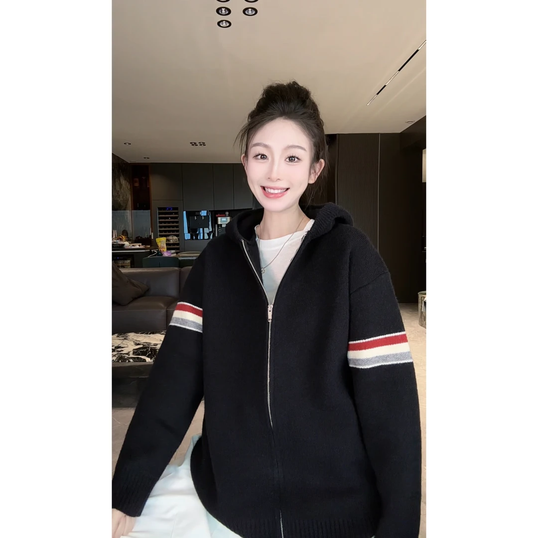 FAND品牌【T+Btangmu】秋冬情侣装加厚保暖拉链连帽开衫外套毛衣
