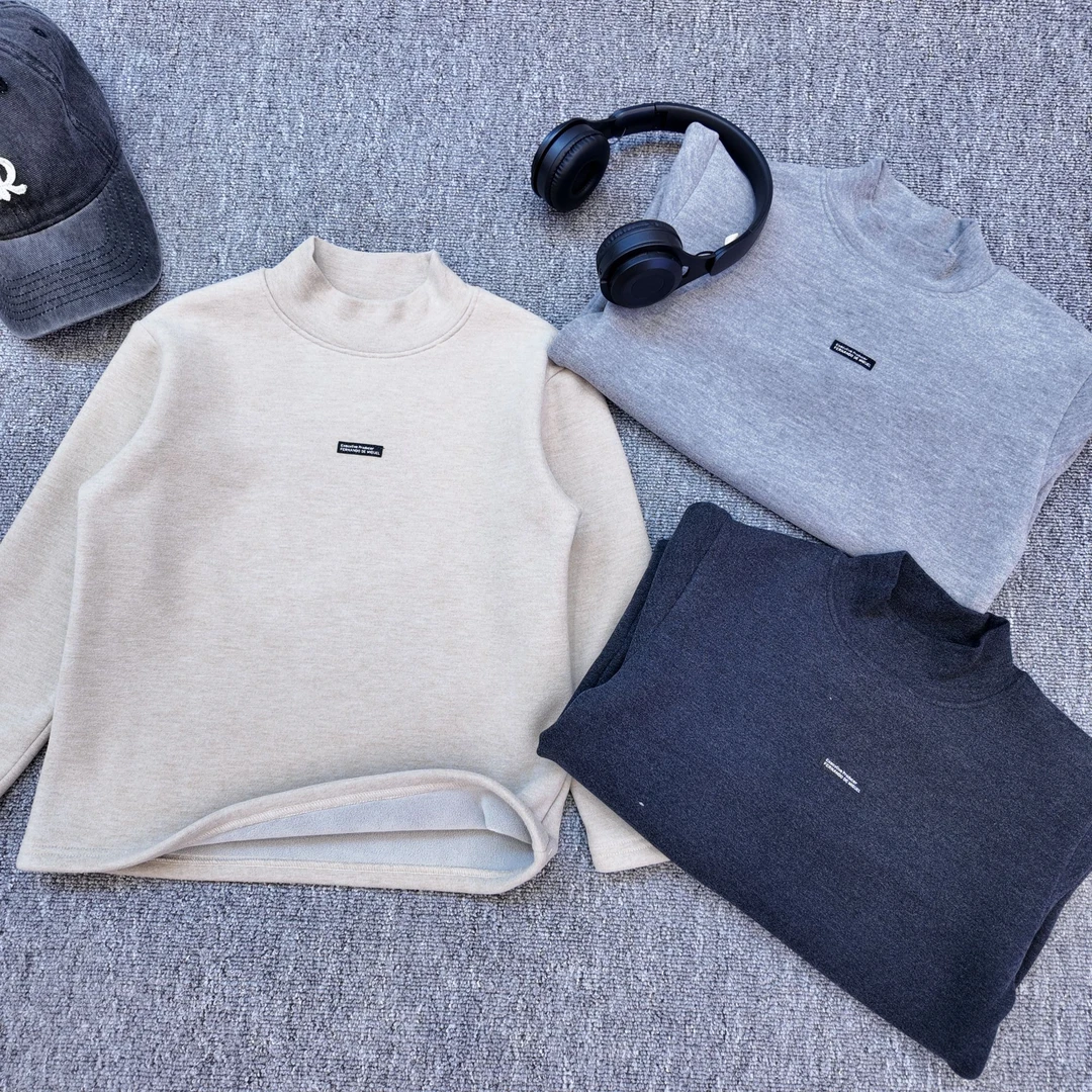 【小哥童装】男童保暖加厚打底纯色半高领加棉打底衫中大童YM8098