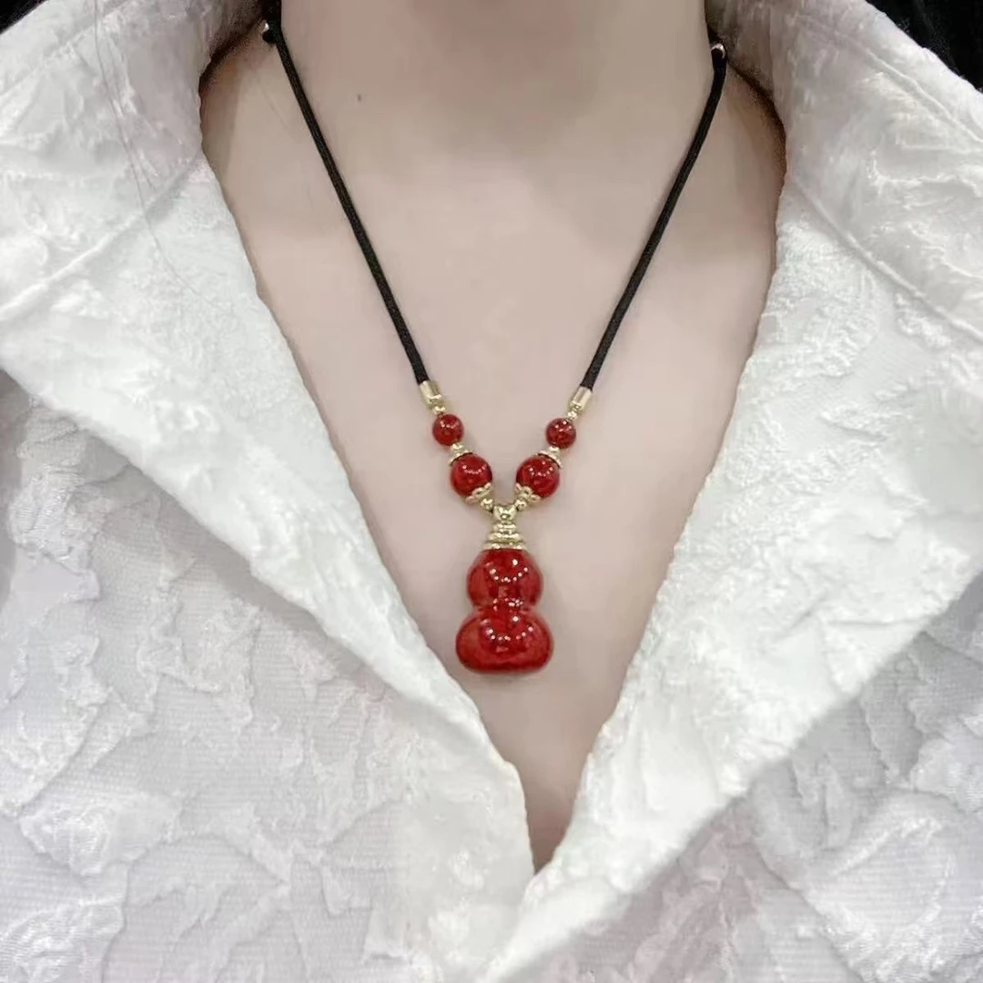 含辰砂工艺品朱砂（晶体葫芦）女款吊坠内装朱砂粉可打开送礼盒