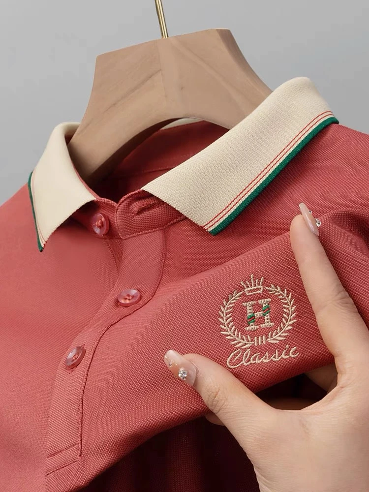 25年夏季男士上衣翻领POLO衫高端大气舒适商务透气T恤修身大码款