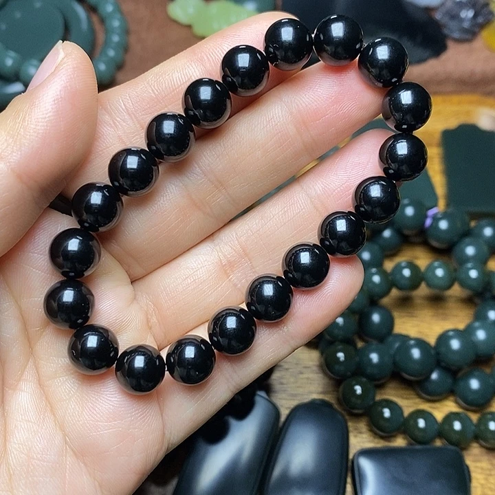 和田玉（青玉）未镶嵌手链和田玉青海小灶火卡10圆货头