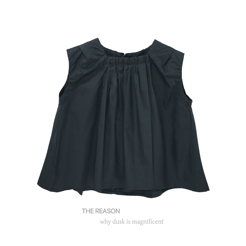 kk050【夏款】韩版小方领无袖上衣