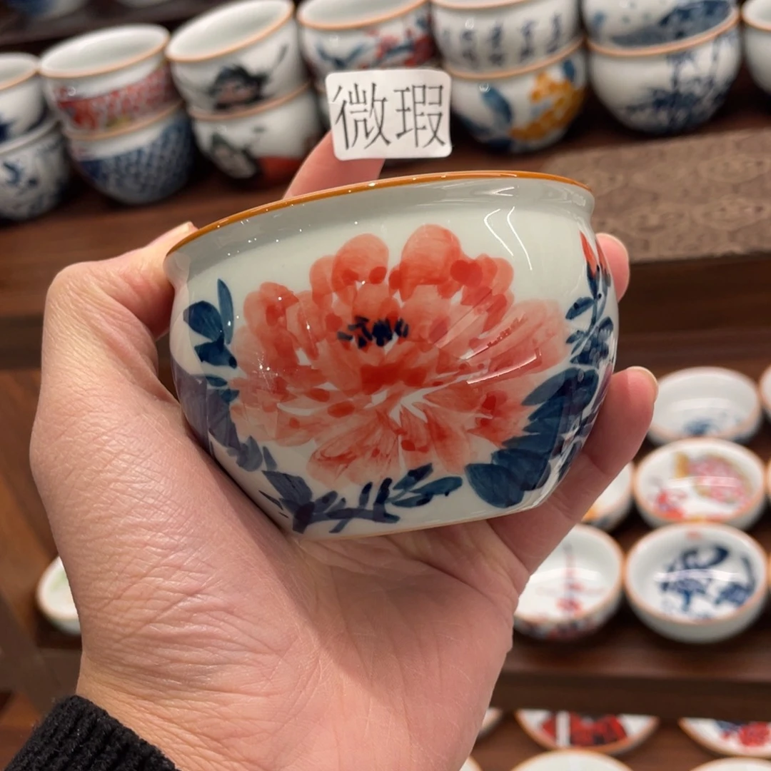 釉下手绘茶具微瑕