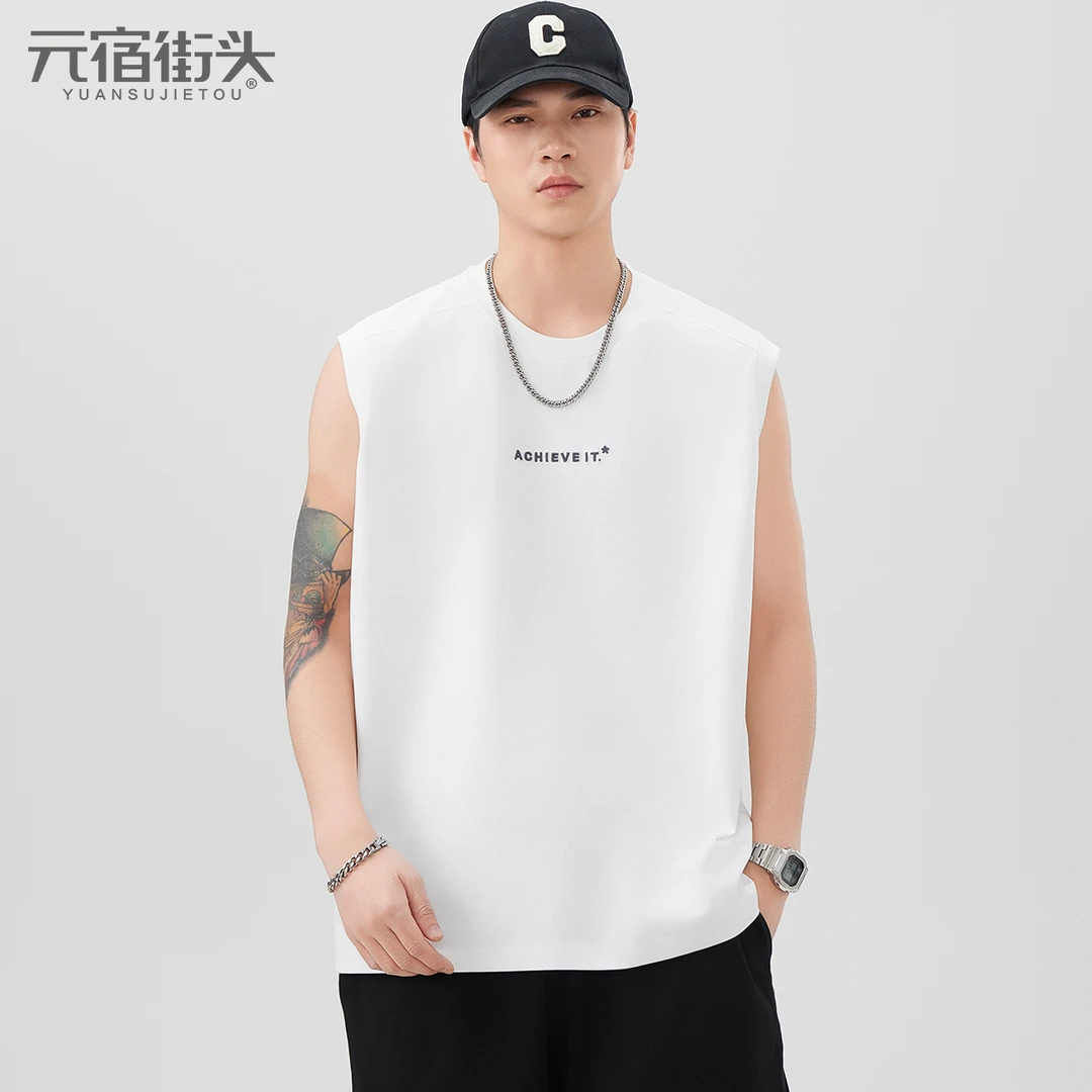 男士260g重磅背心男圆领宽松无袖T恤夏季新款百搭潮流印花内搭