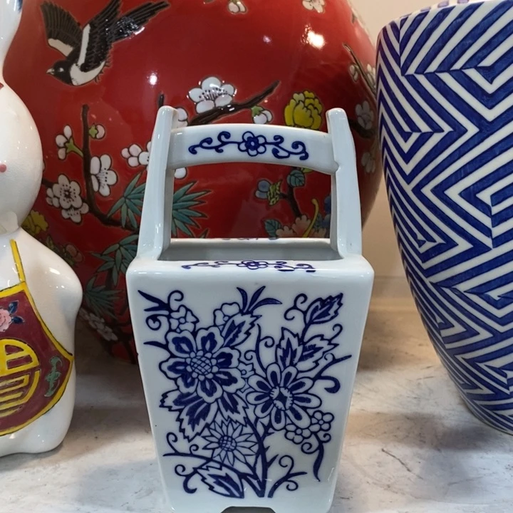 摆件手绘陶瓷水桶摆件