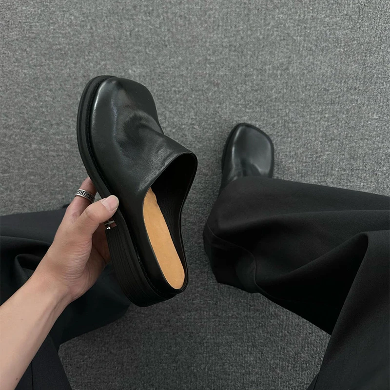 男女厚底复古皮凉拖鞋休闲半拖夏季勃肯拖鞋大头增高德比鞋子外穿