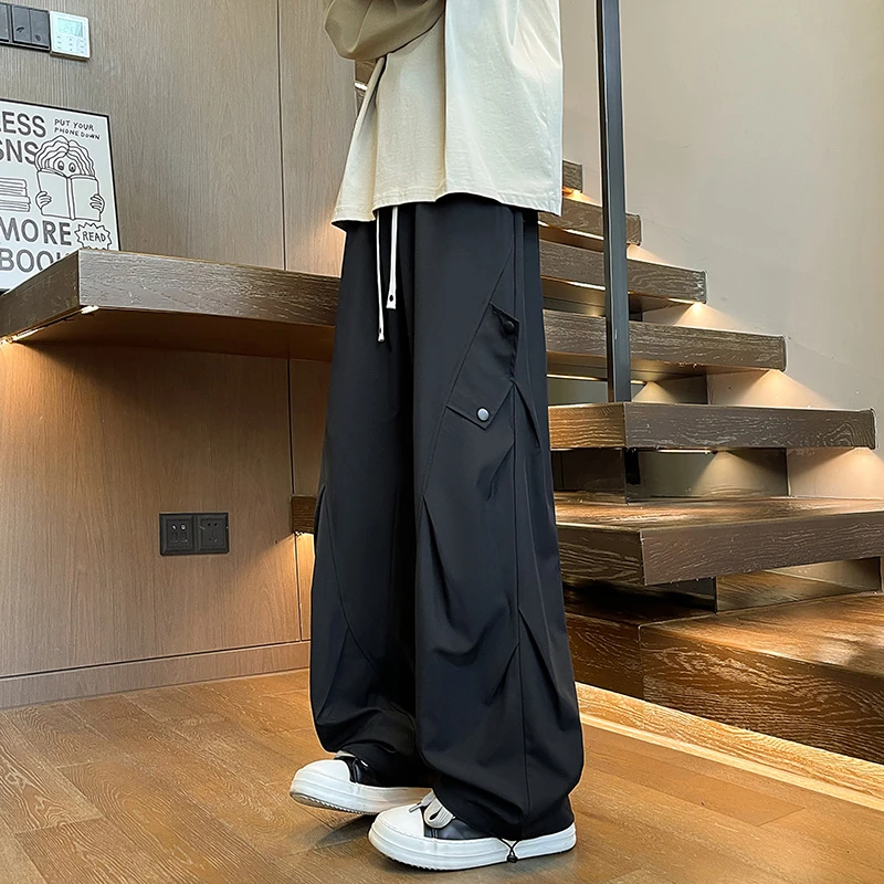 新款宽松美式潮牌休闲裤男士伞兵工装裤休闲长裤百搭阔腿裤直筒裤