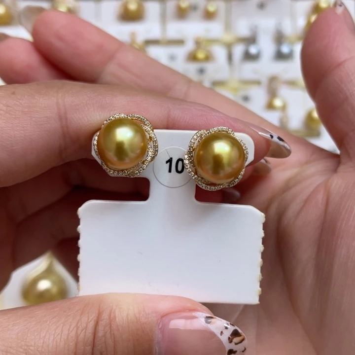 海水珍珠耳饰银S925镶嵌