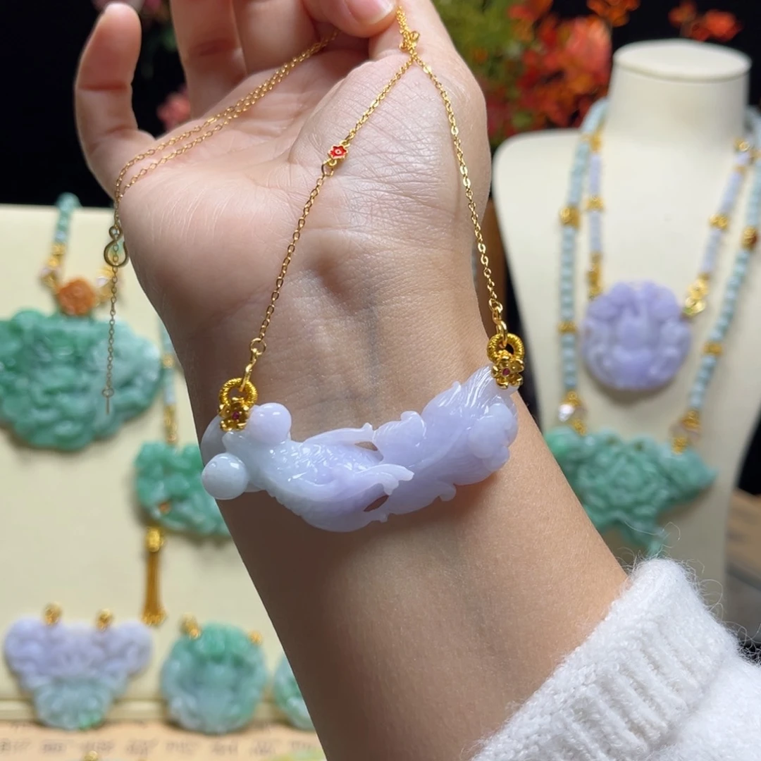 翡翠颈饰银S925镶嵌天然