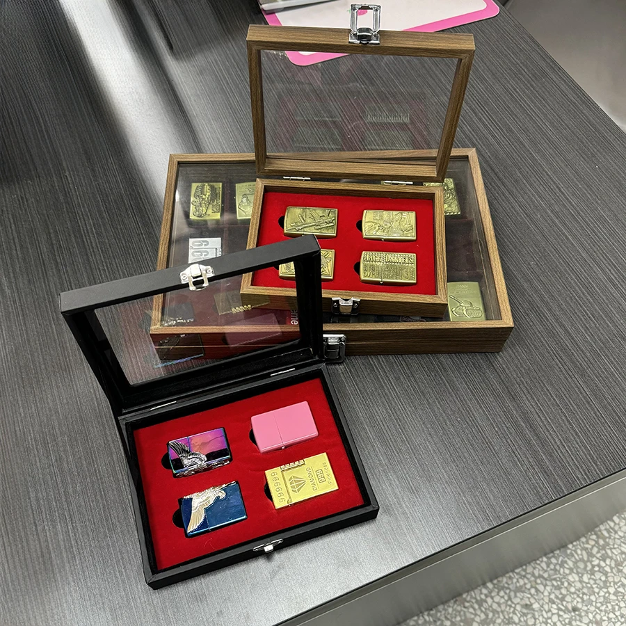 带盖防尘大容量火机收藏打火机收纳盒收纳防风展示架盒子透明展示