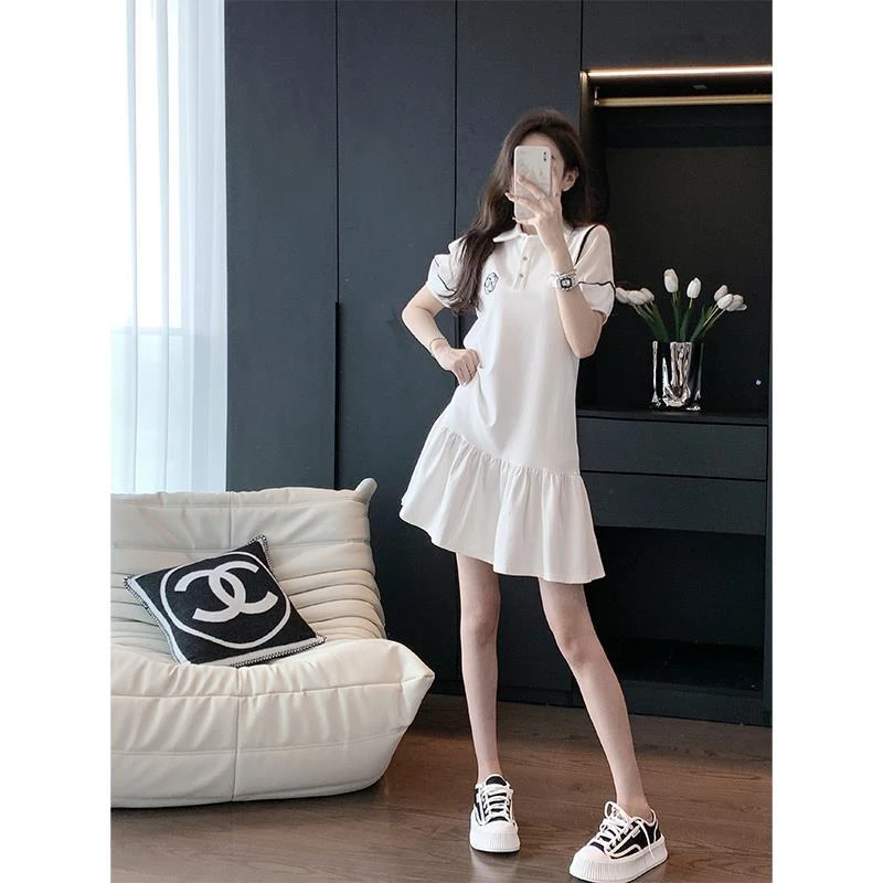 【1542人好评】白色Polo连衣裙女夏季2023新款法式高级感宽松休闲
