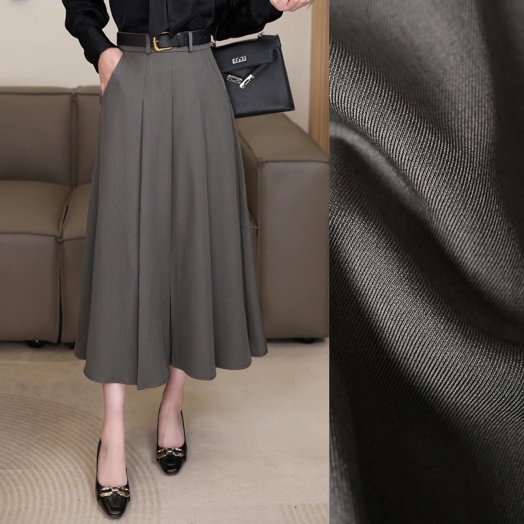 【西装百褶裙】西装百褶半身裙女春夏简约通勤口袋长款a字裙24750
