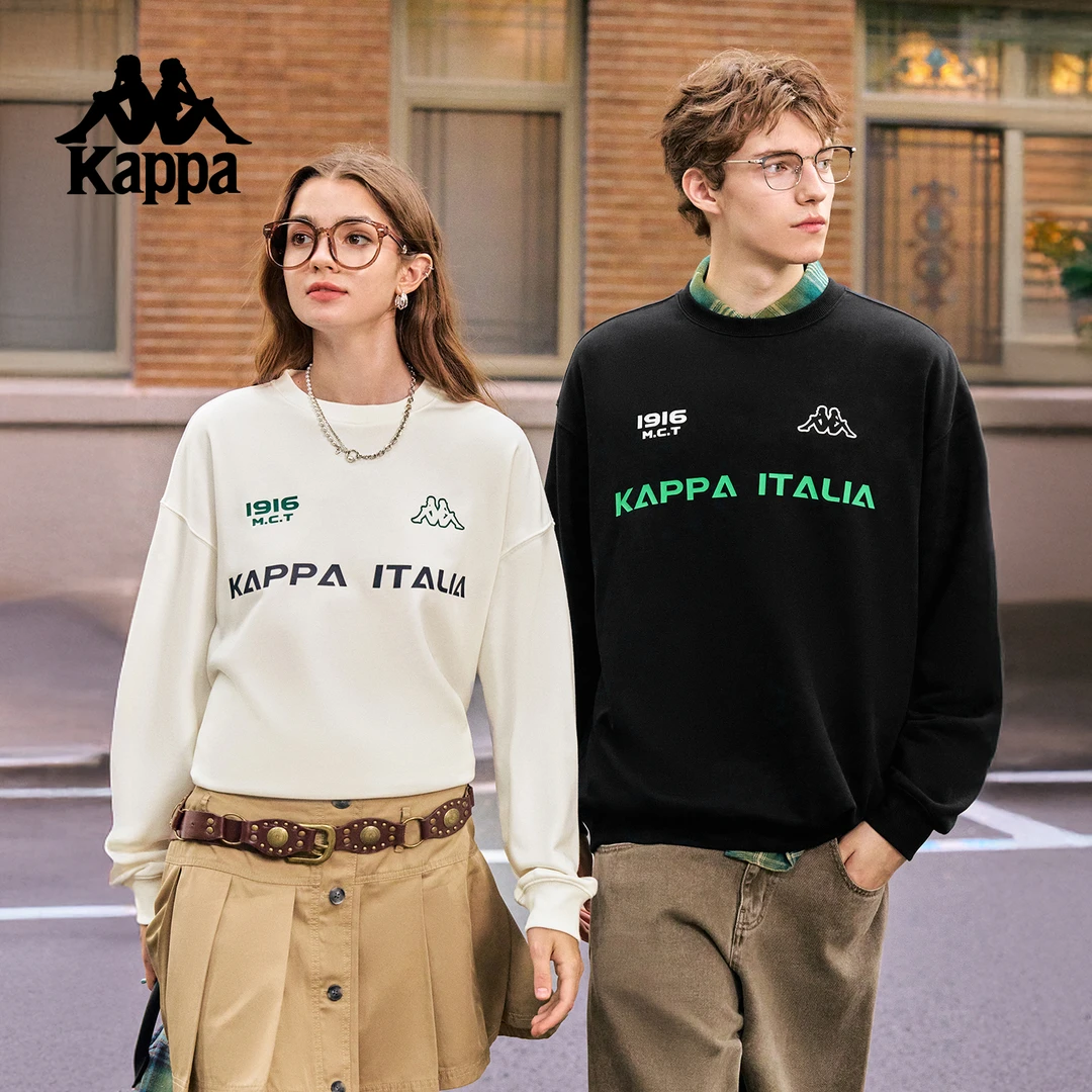 Kappa卡帕运动卫衣女秋季新款泽西风美式复古针织套头长袖上衣男