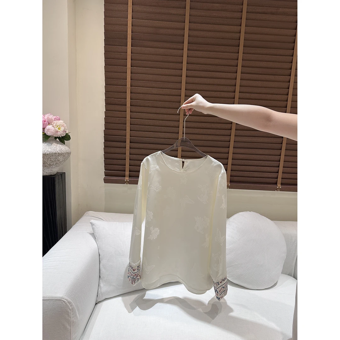 “蘭澜”2025春上新中式国风刺绣袖口百搭小衫衬衫内搭